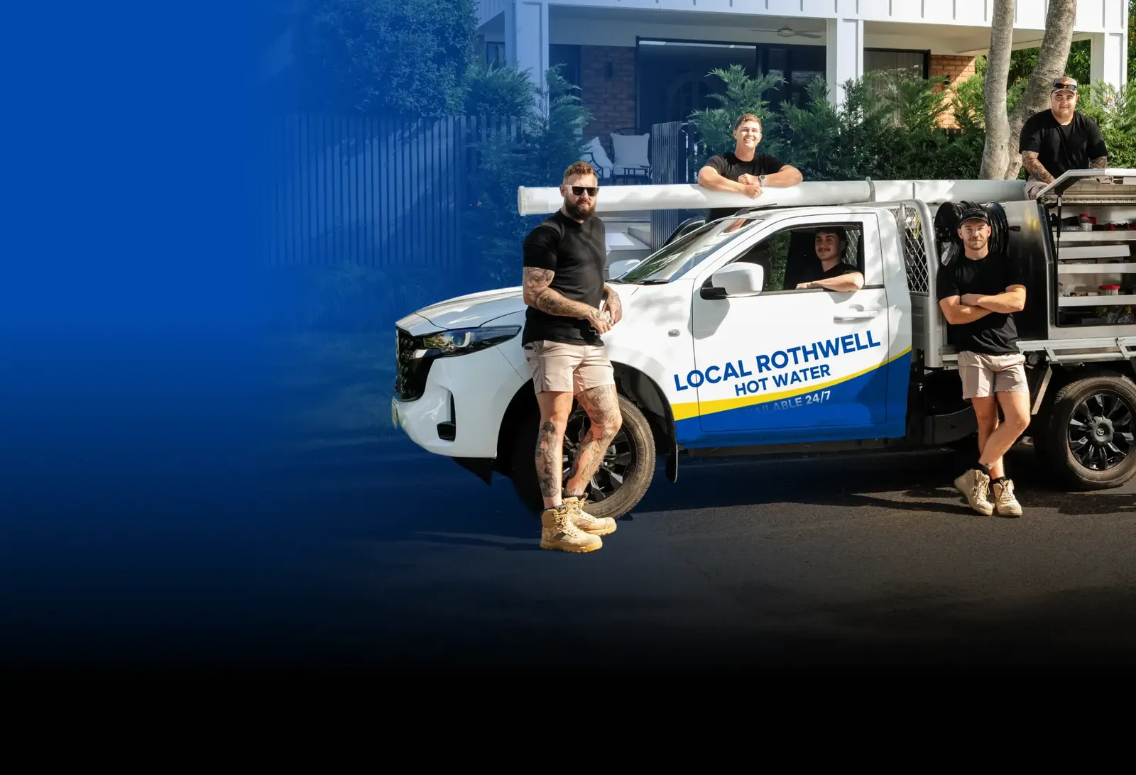 Local Rothwell Hot Water team with the ute
